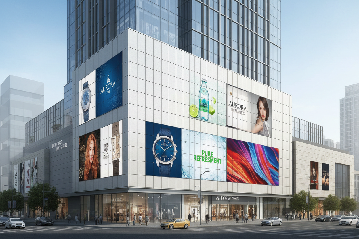 P4 960x960户外固装LED屏安装在建筑外墙